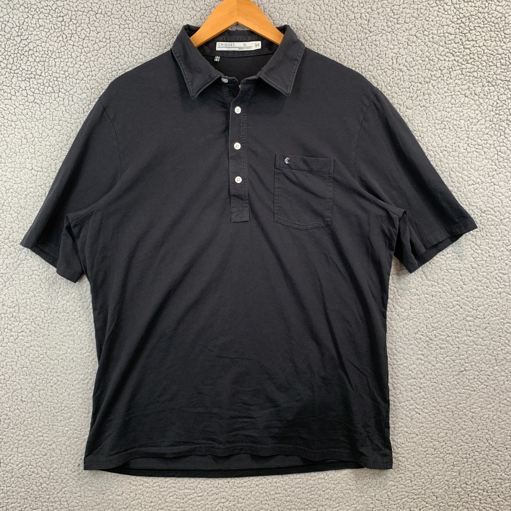Criquet Black Pima Cotton Men's Golf Polo T-Shirt Size XL
